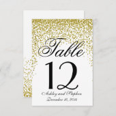 Gold Glitzer Confetti Tischnummern (Vorne/Hinten)