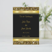 Gold Glitzer Confetti und Black Elegante Save The Date (Stehend Vorderseite)