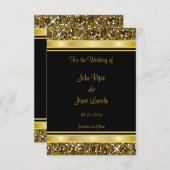 Gold Glitzer Confetti und Black Elegante Save The Date (Vorne/Hinten)