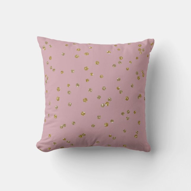 Gold Glitzer Confetti und Blush Pink Throw Kissen (Vorderseite)