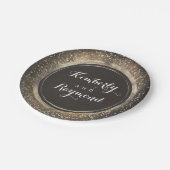 Gold Glitzer Confetti Vintager Glamour Hochzeit Pappteller (Schrägansicht)