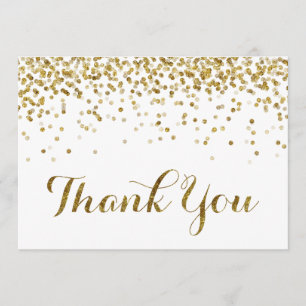 Gold Glitzer Confetti Wedding Dankeschön Card Dankeskarte