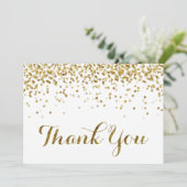 Gold Glitzer Confetti Wedding Dankeschön Card Dankeskarte (Stehend Vorderseite)