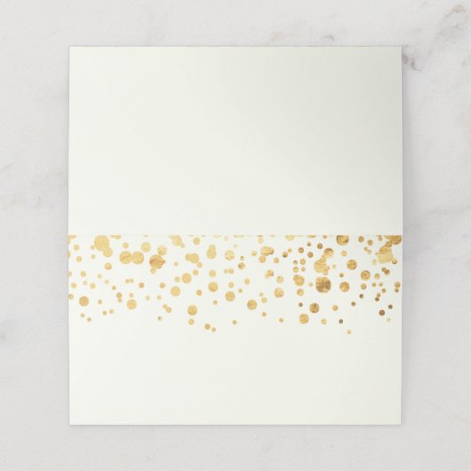 Gold Glitzer Confetti Wedding Platzkarte (Außenseite Aufgefaltet)