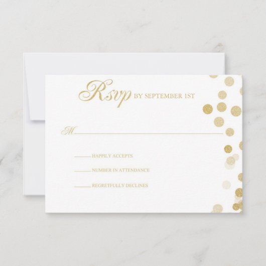 Gold Glitzer Confetti Wedding RSVP Karte (Vorderseite)