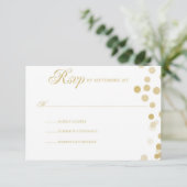 Gold Glitzer Confetti Wedding RSVP Karte (Stehend Vorderseite)