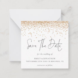 Gold Glitzer Confetti Wedding speichern das Datum Mitteilungskarte