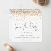 Gold Glitzer Confetti Wedding speichern das Datum Mitteilungskarte (Vorderseite/Rückseite Beispiel)