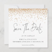 Gold Glitzer Confetti Wedding speichern das Datum Mitteilungskarte (Vorderseite)