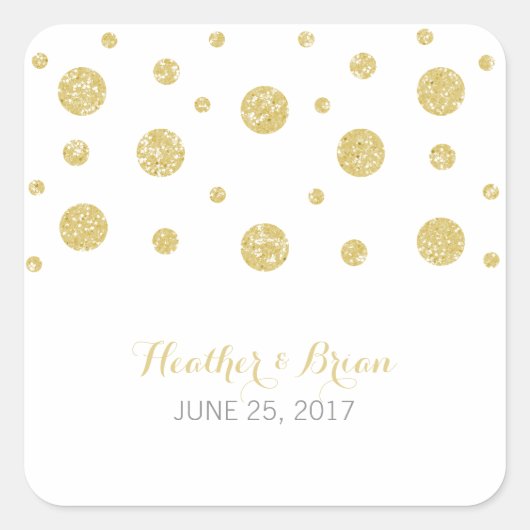 Gold Glitzer Confetti Wedding Stickers (Vorderseite)