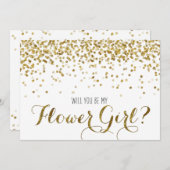 Gold Glitzer Confetti Werden Sie mein Blumenmädche Einladung (Vorne/Hinten)