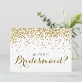 Gold Glitzer Confetti Werden Sie meine Bridesmaid Einladung (Stehend Vorderseite)