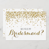 Gold Glitzer Confetti Werden Sie meine Bridesmaid Einladung (Vorne/Hinten)