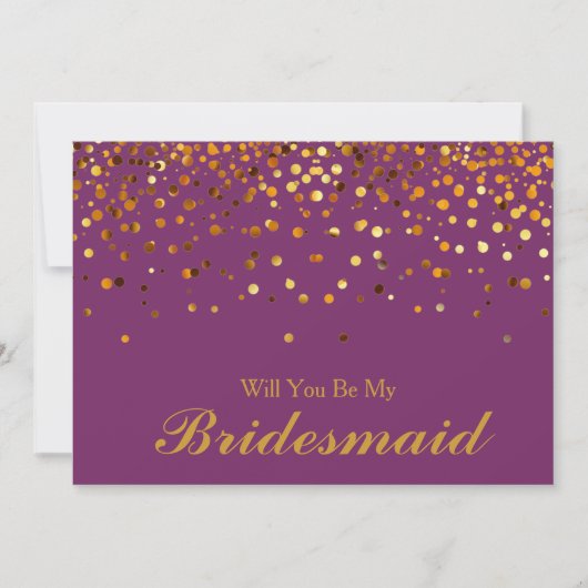 Gold Glitzer Confetti Werden Sie meine Bridesmaid Einladung (Vorderseite)