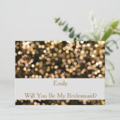 Gold Glitzer Confetti Werden Sie meine Bridesmaid Einladung (Stehend Vorderseite)