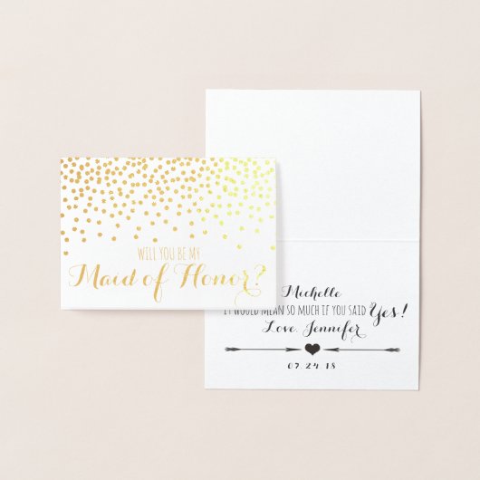 Gold Glitzer Confetti Werden Sie meine Trauzeugin Folienkarte (Anzeige)