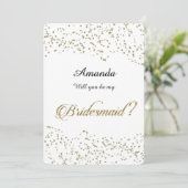 Gold Glitzer, Confetti, wirst du meine Bridesmaid  Einladung (Stehend Vorderseite)