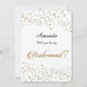 Gold Glitzer, Confetti, wirst du meine Bridesmaid  Einladung (Vorderseite)