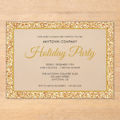 Gold Glitzer Corporate Holiday Party Mattiert Acryleinladungen (Vorderseite)
