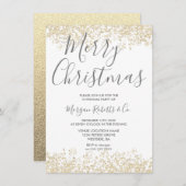 Gold Glitzer Corporate oder Family Weihnachts-Part Einladung (Vorne/Hinten)