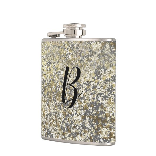 Gold Glitzer Crackle Modern Chic Glam Sparkle Flachmann (Links)