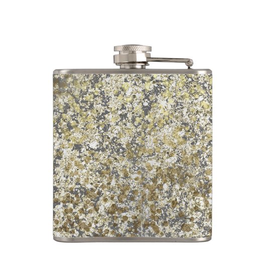 Gold Glitzer Crackle Modern Chic Glam Sparkle Flachmann (Rückseite)