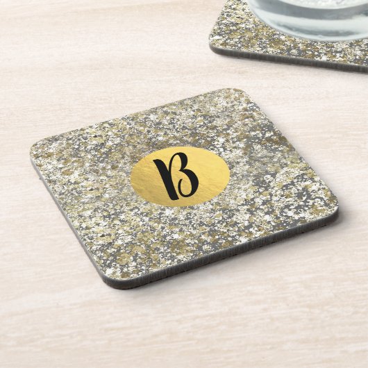 Gold Glitzer Crackle Modern Chic Glam Sparkle Getränkeuntersetzer (Linke Seite)