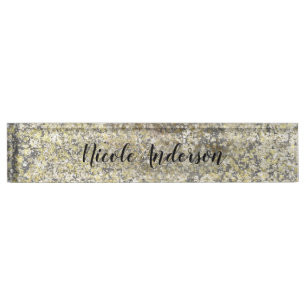 Gold Glitzer Crackle Modern Chic Glam Sparkle Namensplakette