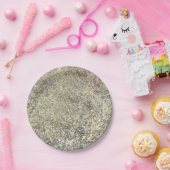 Gold Glitzer Crackle Modern Chic Glam Sparkle Pappteller (Party)