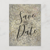 Gold Glitzer Crackle Moderner Chic Save the Date Ankündigungspostkarte (Vorderseite)