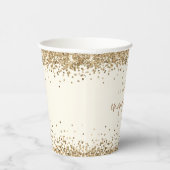 Gold Glitzer Cream Names Engagement Party Pappbecher (Rechts)