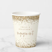 Gold Glitzer Cream Names Engagement Party Pappbecher (Vorderseite)
