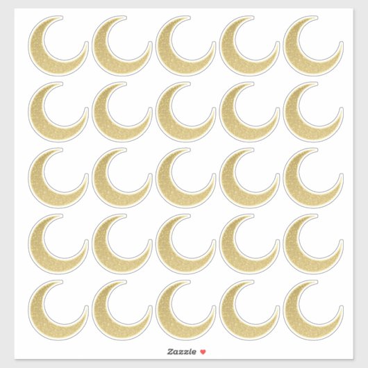 Gold Glitzer Crescent Moon Aufkleber Set (Blatt)