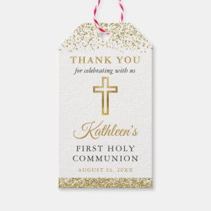Gold Glitzer Cross First Heilige Kommune Vielen Da Geschenkanhänger