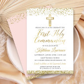 Gold Glitzer Cross Script Erste Heilige Kommune Einladung