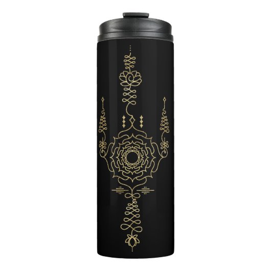 *~* Gold Glitzer Crown Chakra Totem BLACK Thermosbecher (Vorderseite)