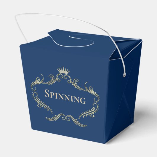 Gold Glitzer Crown Frame Blue Background Gefallen Geschenkschachtel (Rückseite)
