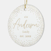 Gold Glitzer Custom Family Name Script Weihnachten Keramik Ornament (Links)