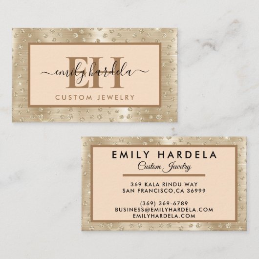 Gold Glitzer Custom Jewelier Visitenkarte (Vorne/Hinten)