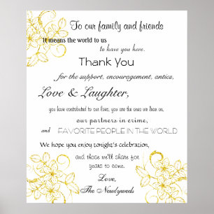 Gold Glitzer, Custom, Wedding, danke, dass Sie unt Poster
