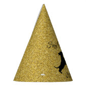 Gold Glitzer Dackel Neujahr Party Hat Partyhütchen (Links)