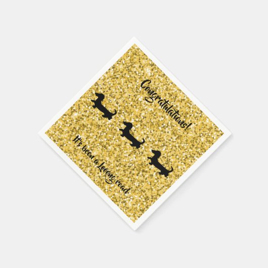 Gold Glitzer Dackel Paper Napkins Serviette (Ecke)