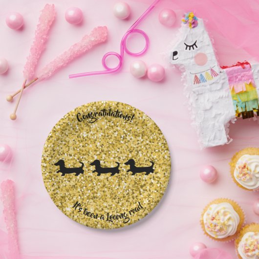 Gold Glitzer Dackel Party Plakate Herzlichen Glück Pappteller (Party)