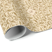 Gold Glitzer Damask Muster Mit Monogramm Weihnacht Geschenkpapier (Rolleneckpunkt)