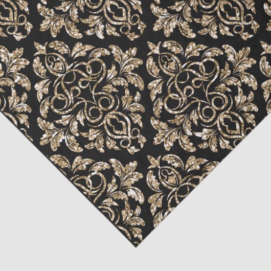 Gold Glitzer Damask Muster Seidenpapier (Detail)