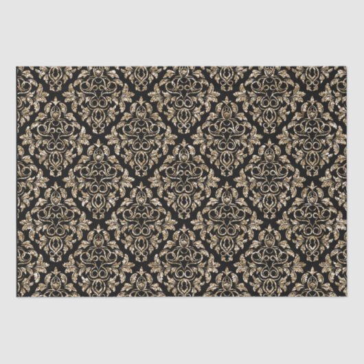 Gold Glitzer Damask Muster Seidenpapier (Vorderseite)