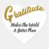 Gold Glitzer Dankbarkeit Typografie Herz-Aufkleber (Vorderseite)