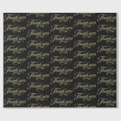 Gold Glitzer dankt dem Text auf schwarz Geschenkpapier (Flach)