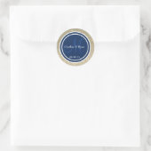 Gold Glitzer & Dark Navy Blue Wedding Monogram Runder Aufkleber (Tasche)