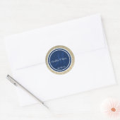 Gold Glitzer & Dark Navy Blue Wedding Monogram Runder Aufkleber (Umschlag)